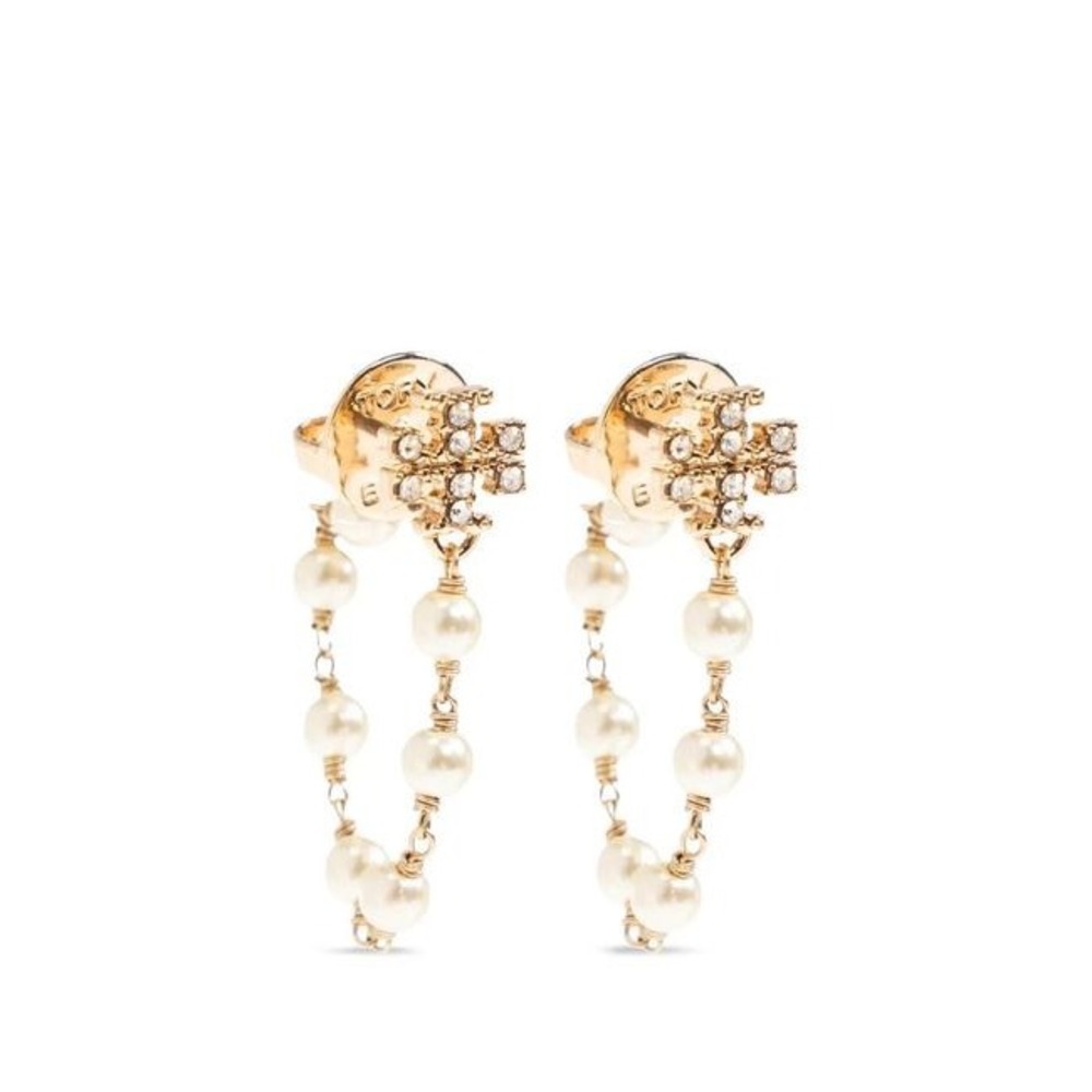 Tory Burch Moondance Pearl & Chain Earrings / NWT & with Dustbag /$150 in Stores